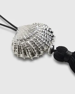 Black Shell Pendant Tassel Necklace