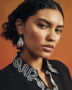 Black Shell Stone Drop Earrings