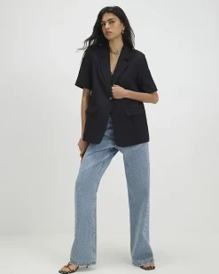 Black Short Sleeve Blazer