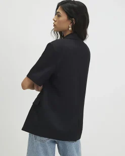 Black Short Sleeve Blazer