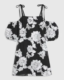 Black Short Sleeve Cornelli Mini Dress