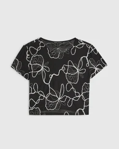 Black Short Sleeve Embroidered T-Shirt