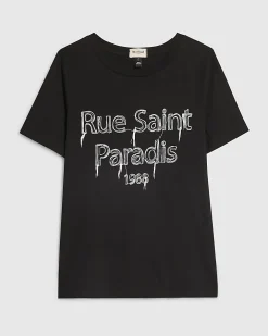 Black Short Sleeve Rue Saint Paradis T-shirt
