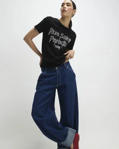 Black Short Sleeve Rue Saint Paradis T-shirt