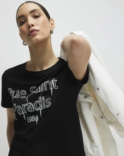 Black Short Sleeve Rue Saint Paradis T-shirt