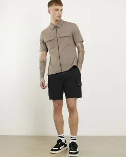 Black Skinny Fit Stretch Cargo Shorts