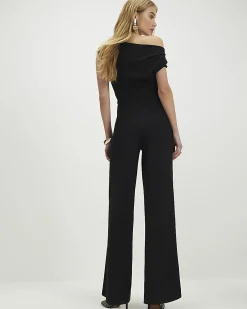 Black Sleeveless Asymmetric Drape Jumpsuit