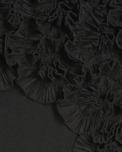 Black Sleeveless 3D Plisse Ruffle Playsuit