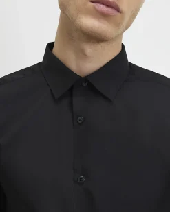 Black Slim Fit Cotton Blend Shirt