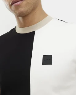 Black Slim Fit Cotton Blocked T-Shirt