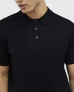 Black Slim Fit Essential Knit Polo Shirt