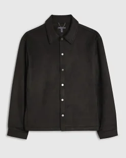 Black Slim Fit Faux Suedette Overshirt