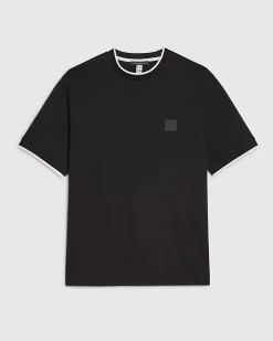 Black Slim Fit Interlock Cotton T-Shirt