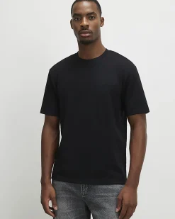 Black Slim Fit Interlock Crew Neck T-Shirt