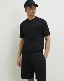 Black Slim Fit Nylon Pocket T-shirt