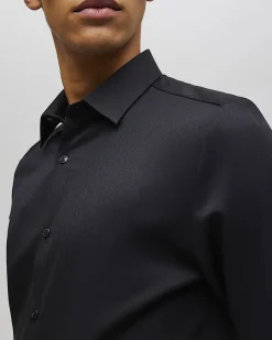 Black Slim Fit Premium Cotton Blend Shirt