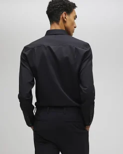 Black Slim Fit Premium Cotton Blend Shirt