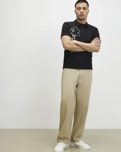 Black Slim Fit Rope Floral Polo Shirt