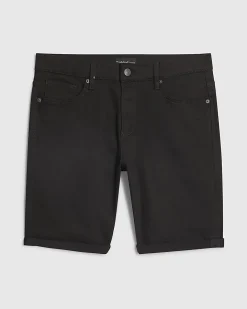 Black Slim Fit Stretch Denim Shorts
