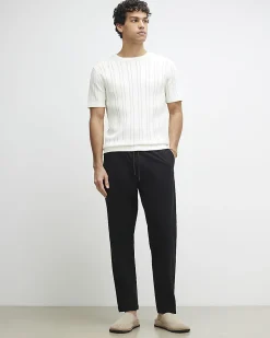 Black Slim Fit Stretch Textured Joggers