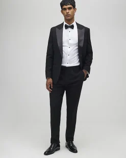 Black Slim Fit Stretch Tuxedo Suit Trousers