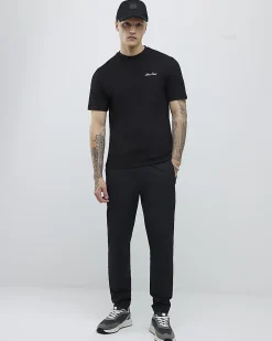 Black Slim Fit Textured Crew Neck T-Shirt