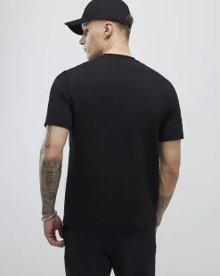 Black Slim Fit Textured Crew Neck T-Shirt
