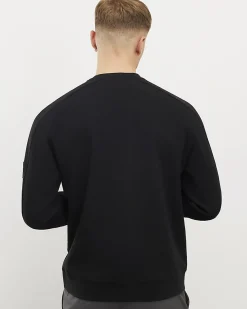 Black Slim Fit Waffle Pocket Sweatshirt