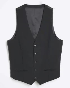 Black slim fit waistcoat