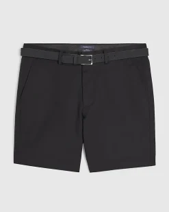 Black Slim Stretch Chino Short with Belt