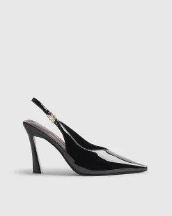 Black Slingback Logo Court Heels