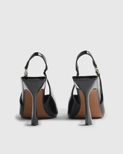 Black Slingback Logo Court Heels