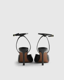 Black Square Toe Heeled Sandals