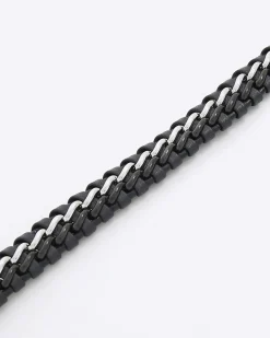 Black Steel Fabric Bracelet