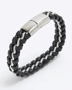 Black Steel Fabric Bracelet