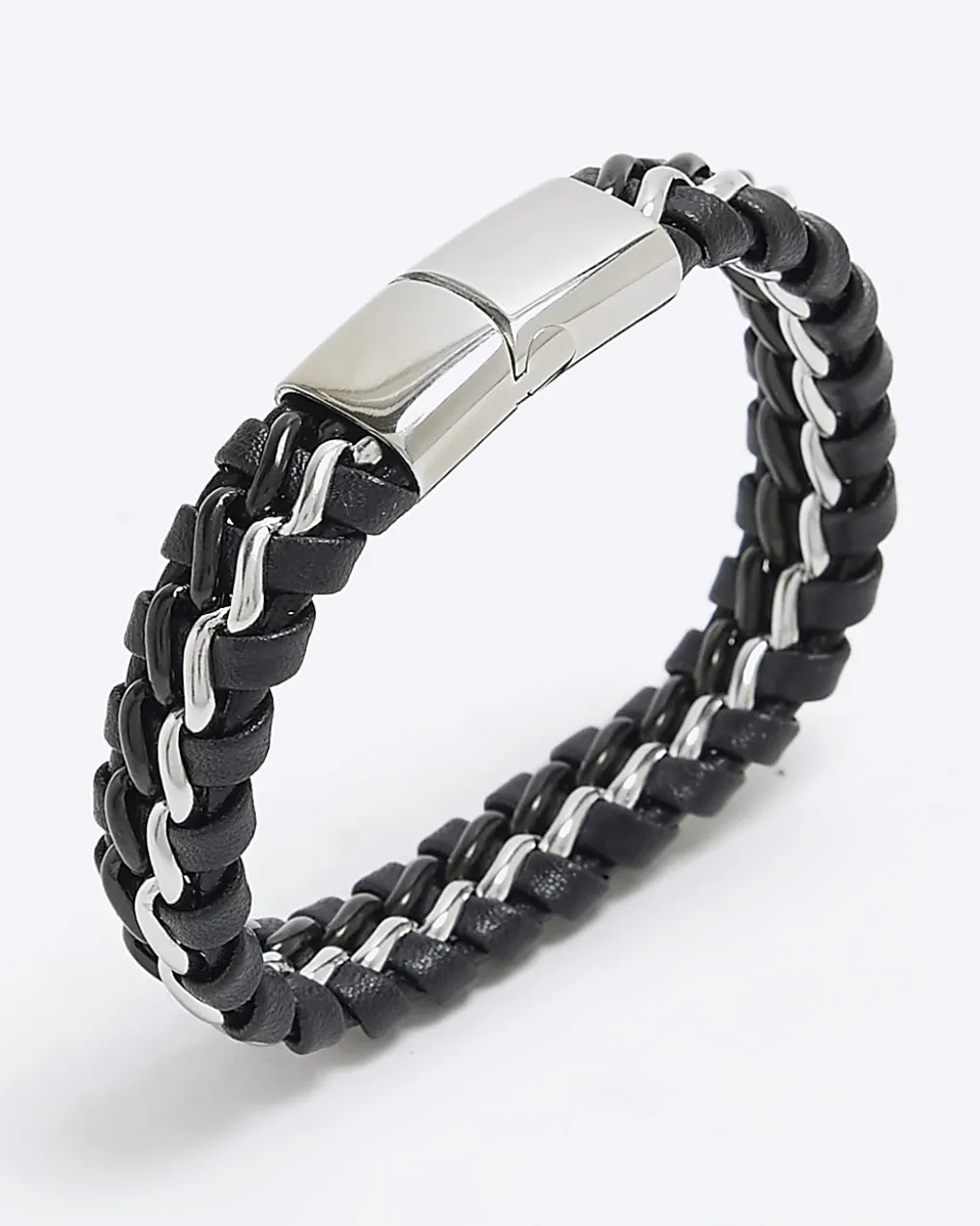 Black Steel Fabric Bracelet