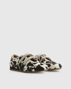 Black Strap Cow Sneakerina Ballet Trainers