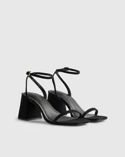 Black Strappy Block Heel Sandals