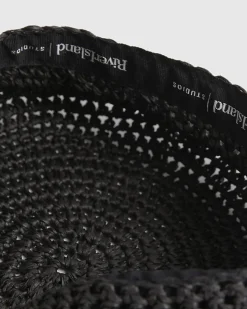 Black Straw Beret Hat