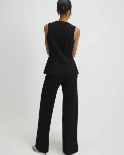 Black Stretch Wide Leg Trousers