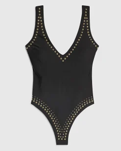 Black Studded Swimsuit