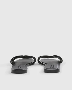 Black Suede Twist Strap Sandals