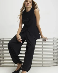Black Tailored Longline Waistcoat