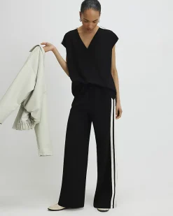 Black Tape Detail V Neck Tank Top