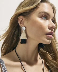 Black Tassel Drop Earrings