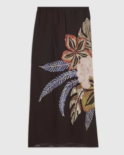 Black TDH P Beaded Floral Maxi Skirt