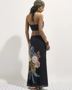 Black TDH P Beaded Floral Maxi Skirt