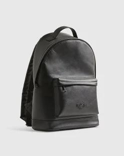 Black Textured Faux Leather Backpack