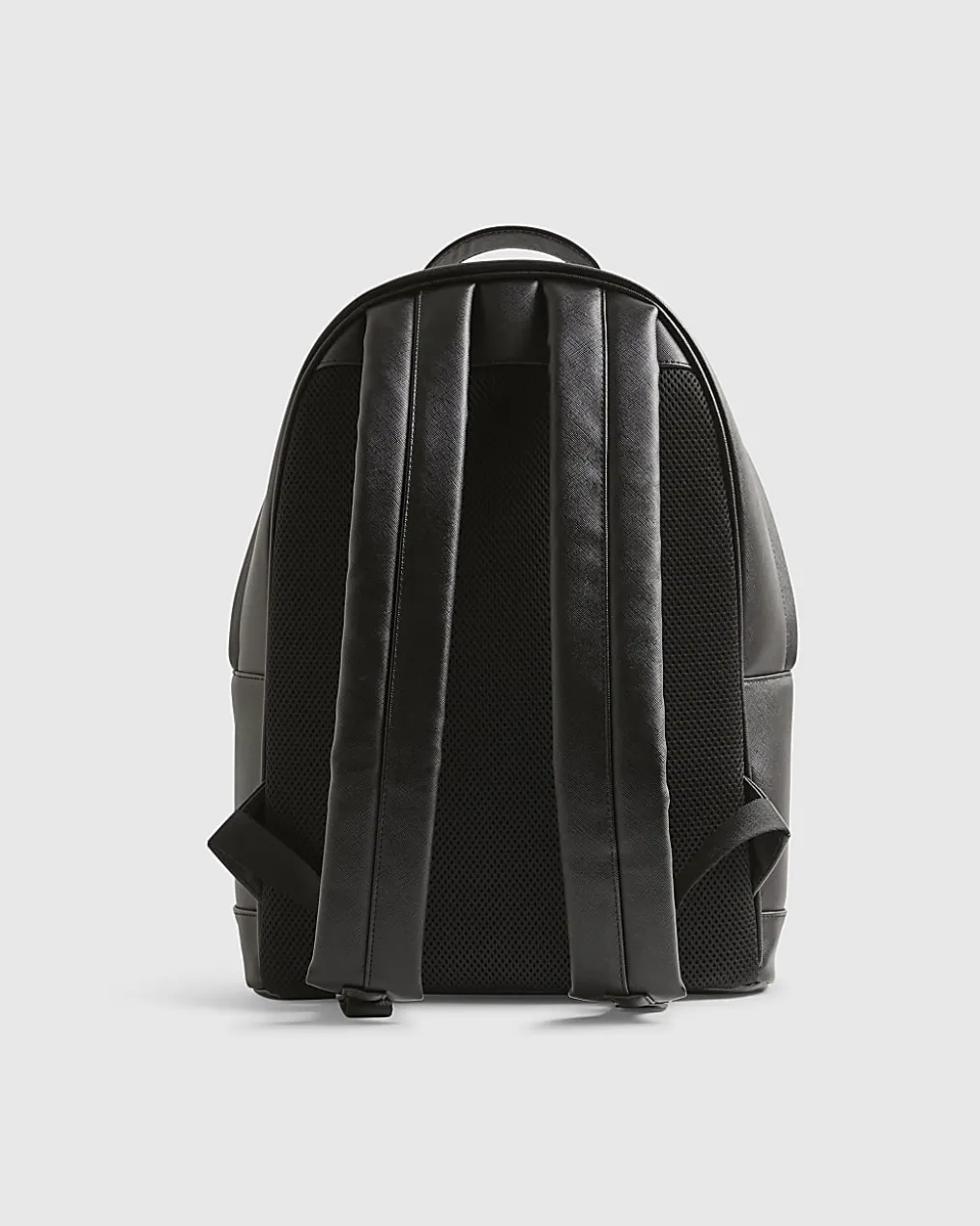 Black Textured Faux Leather Backpack