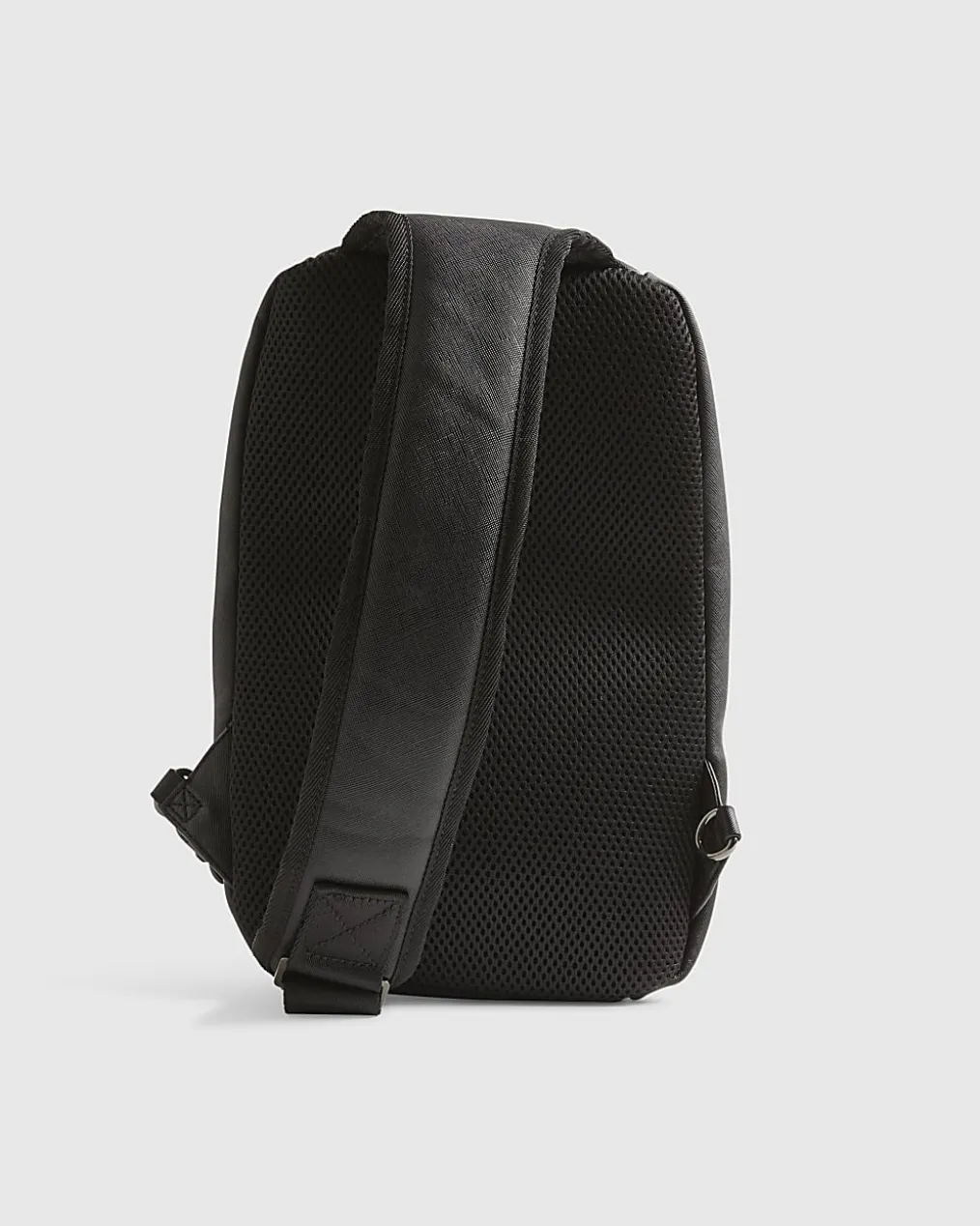 Black Textured Faux Leather Cross Body Bag